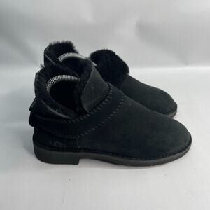 UGG Mckay‎ Black Booties Sz 7.5 Fold Up Down Whipstitch Detail Rivet (READ)